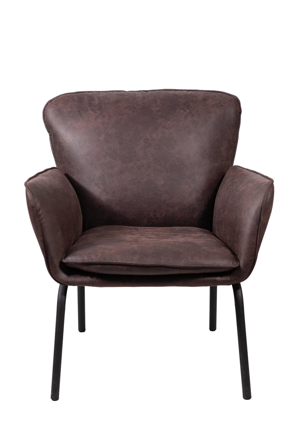 An empty brown leather armchair
